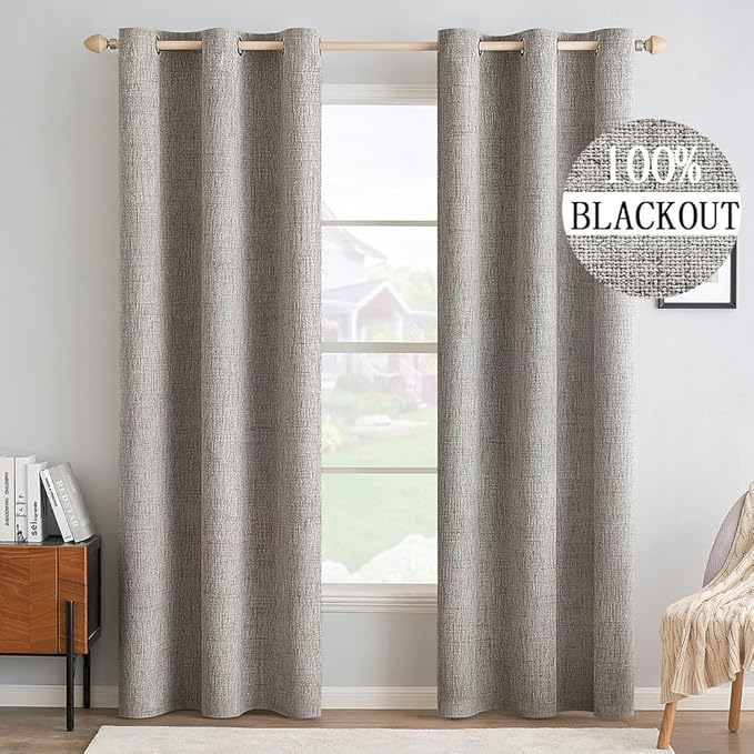 MIULEE 100% Blackout Linen Textured Curtains by MIULEE