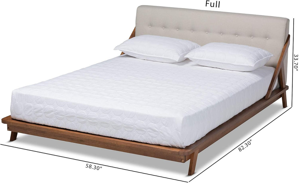 Baxton Studio Beds (Platform), Queen, Beige/Walnut