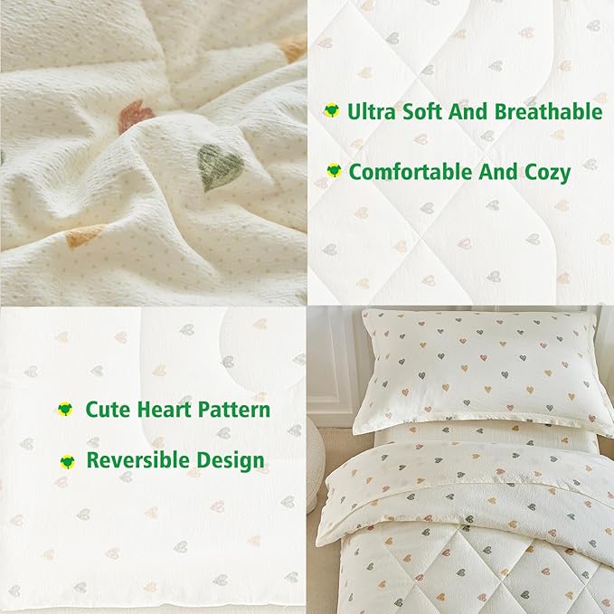 DuShow White Star Toddler Bedding Set, 4 Pieces Reversible Toddler Comforter Set - Image 5