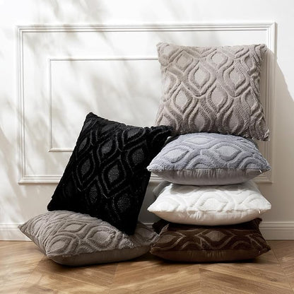 MIULEE Black Throw Pillow Covers 12x20 Inch, Soft Winter Plush Faux Wool Couch - Image 5