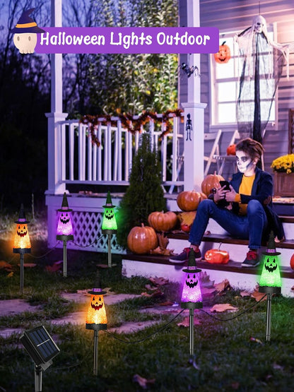 6 Pack Halloween Decorations Outdoor, Solar Ghost Pathway Lights Waterproof