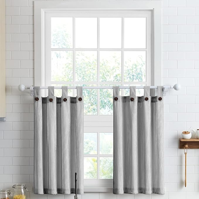 July Joy Cotton Tier Curtains 36 Inches Long Country Kitchen Curtains Tab Top by JulyJoyColorfulHomeCurtains