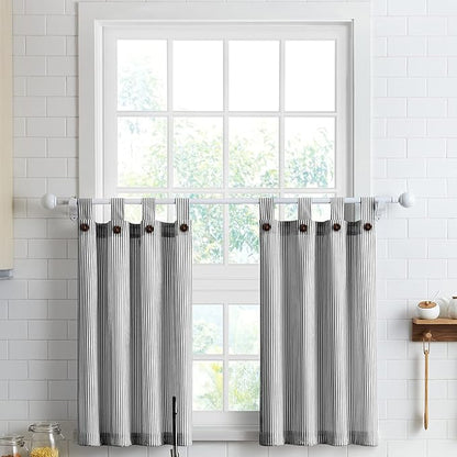 July Joy Cotton Tier Curtains 36 Inches Long Country Kitchen Curtains Tab Top by JulyJoyColorfulHomeCurtains
