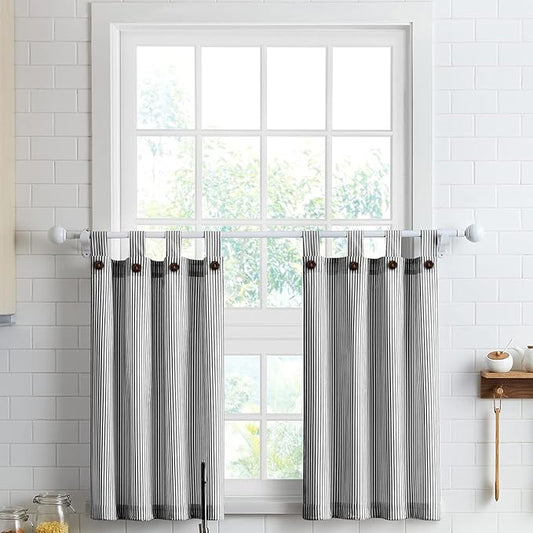 July Joy Cotton Tier Curtains 36 Inches Long Country Kitchen Curtains Tab Top by JulyJoyColorfulHomeCurtains