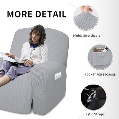 Easy-Going 4 Pieces Oversized Recliner Stretch Sofa Slipcover Sofa Cover - Image 4