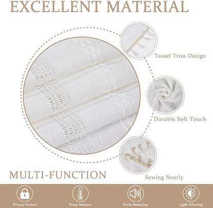 ColorBird Boho Curtains White Drapes 84 Inches Long - Image 3