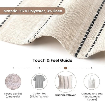 AELS 20x20 Decorative Farmhouse Linen Throw Pillow Covers, Boho Textured Pillow - Image 3