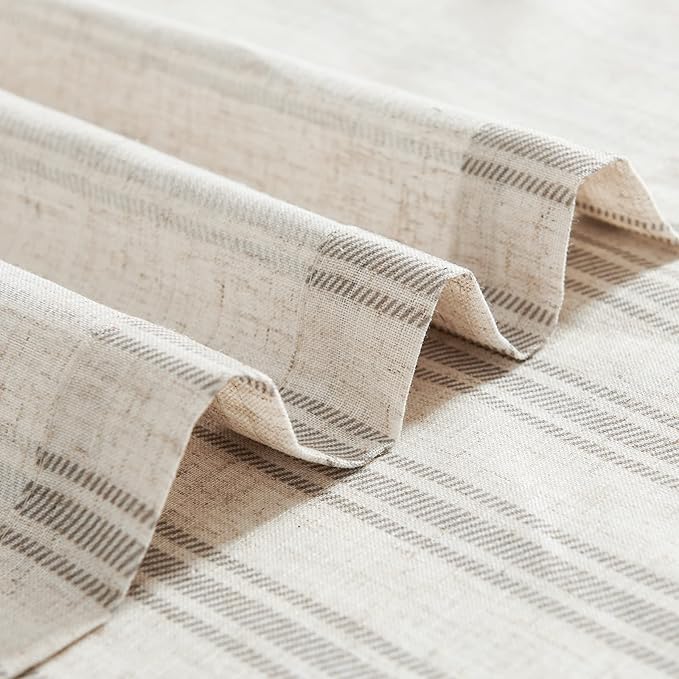 jinchan Striped Valance Farmhouse Window Treatment Linen Textured Drapes - Image 9