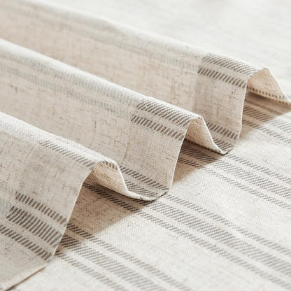jinchan Striped Linen Kitchen Tier Curtain Rustic Cafe 30 Inch Small Window - Image 8