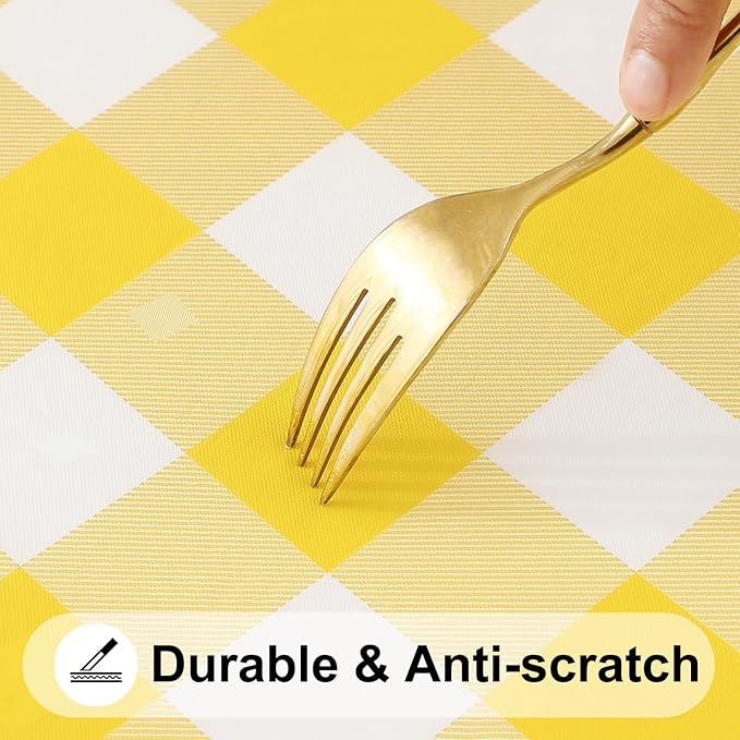 Smiry Rectangle Picnic Table Cloth, Elastic Waterproof Fitted Vinyl Tablecloths - Image 8