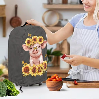 Pig Sunflower Pattern Blender Dust Cover, Drawstring Stand Mixer or Coffee - Image 3
