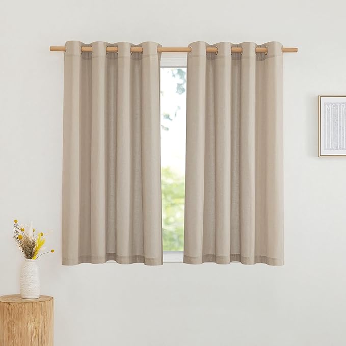 NICETOWN Thick Linen Kitchen Window Curtains Over Sink, Grommet Privacy Added by NICETOWN