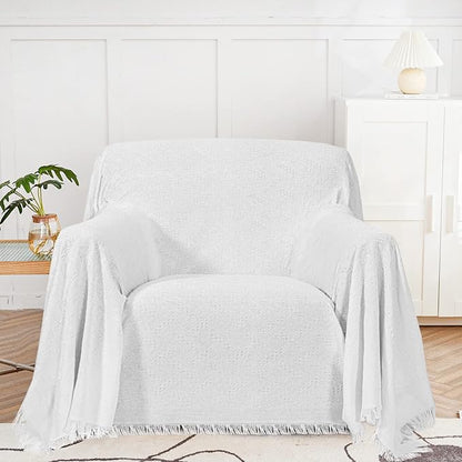 MYSKY HOME Couch Cover White Sofa Covers Small Chair Cover Geometrical Couch by MYSKYHOME
