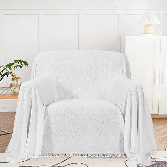 MYSKY HOME Couch Cover White Sofa Covers Small Chair Cover Geometrical Couch by MYSKYHOME