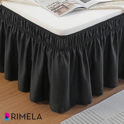 RIMELA Black King Size Bed Skirt 12 Inch Drop, Elastic Bed Skirts Cal King Dust - Image 8