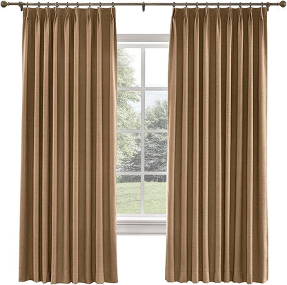 TWOPAGES 84 W x 84 L inch Pinch Pleated Curtain Room Darkening Linen Drapery by TWOPAGES