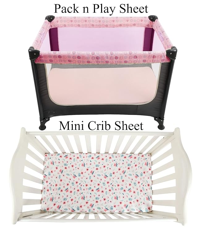 Pack n Play Sheet Stretchy Fitted Portable Mini Crib Sheets Set 3 Pack - Image 2