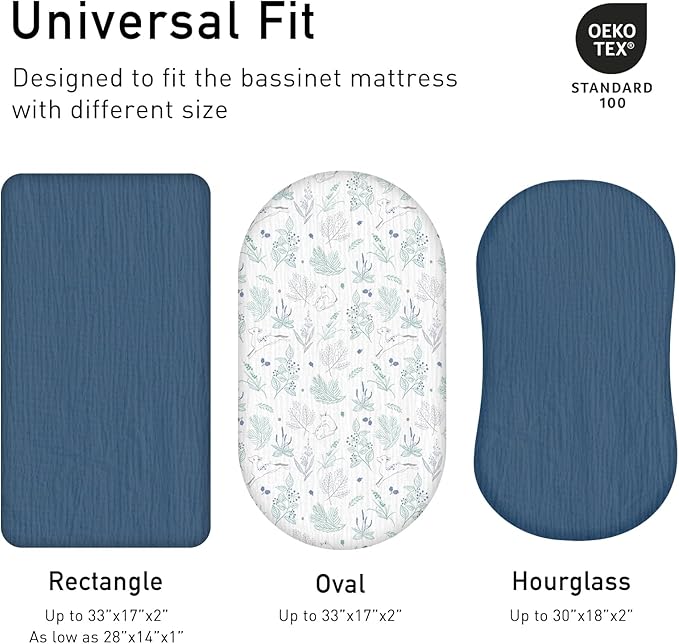 Muslin Bassinet Fitted Sheets, 2 Pack - Image 4