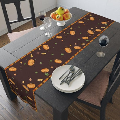 Happy Fall Pumpkin Table Runner, Linen Farmhouse Fall Table Runners, - Image 5