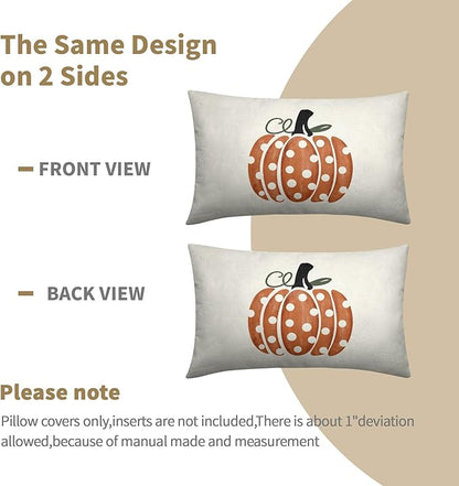 Fall Pumpkin Throw Pillow Cover 20X12 Inch Set of 2 Autumn Orange Pumpkin - Image 4