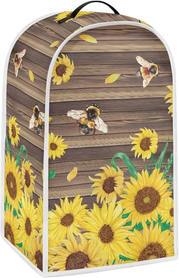 Talayituse Bee Sunflower Wood Print Blender Dust Cover, Fingerprint Protection - Image 2