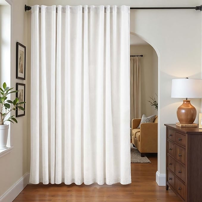 jinchan White Lined Linen Blend Curtain - Image 7