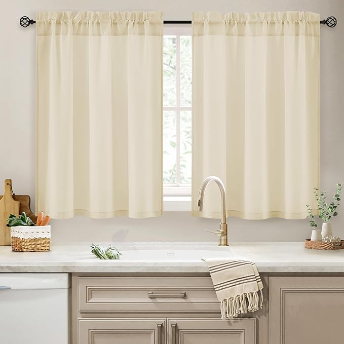HOMEIDEAS Non-See-Through Taupe Privacy Kitchen Sheer Curtains 36 Inches Long 2 by HOMEIDEAS