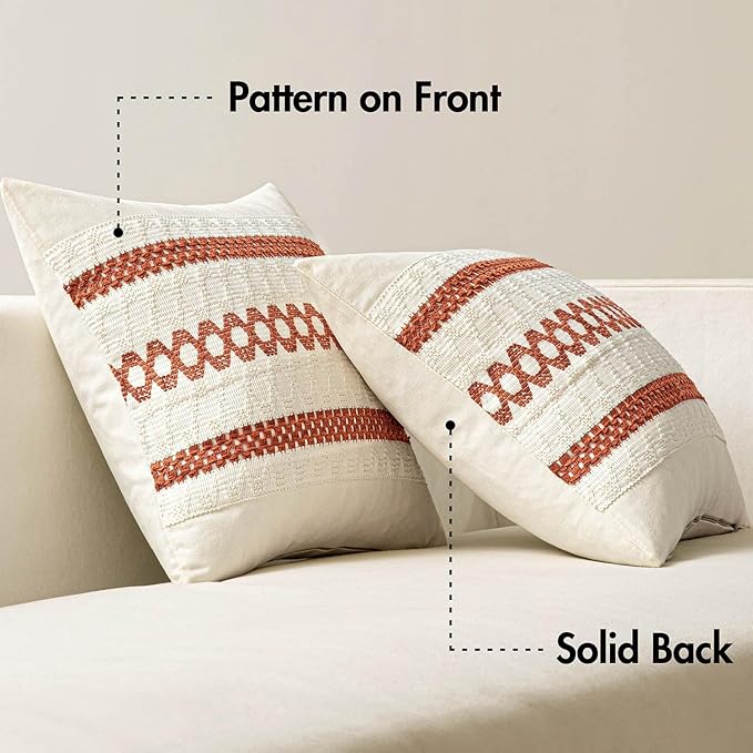 MIULEE Set of 2 Burnt Orange Decorative Lumbar Pillow Covers 12x20 Inch - Image 6