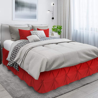Nestl Red Bed Skirt Twin Size, Pinch Pleat Twin Bed Skirt, Hotel Quality Red - Image 3