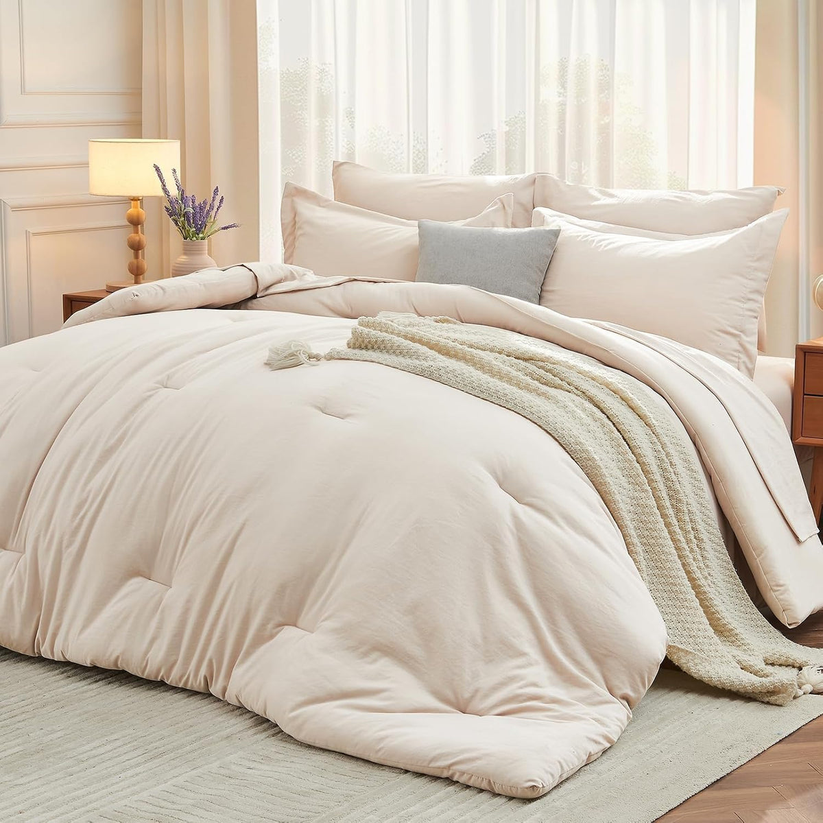 muxhomo full comforter set 7 pieces, soft bed, main product view