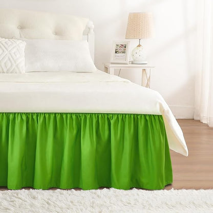 RIMELA Green Bed Skirt King Size 15 Inch Drop, Elastic Bed Skirting - Image 5