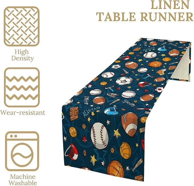 SportsTable Runner Football Baseball Hockey Star Blue Sport Game Days Seasonal - Image 4
