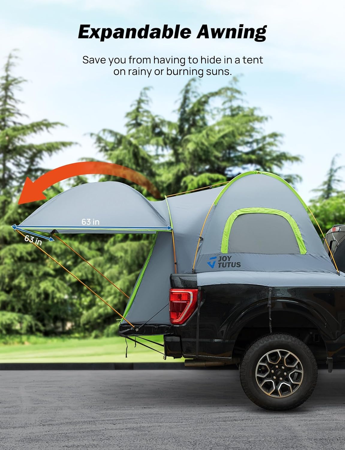 joytutus pickup truck tent 5.5ft bed tent with, close-up detail
