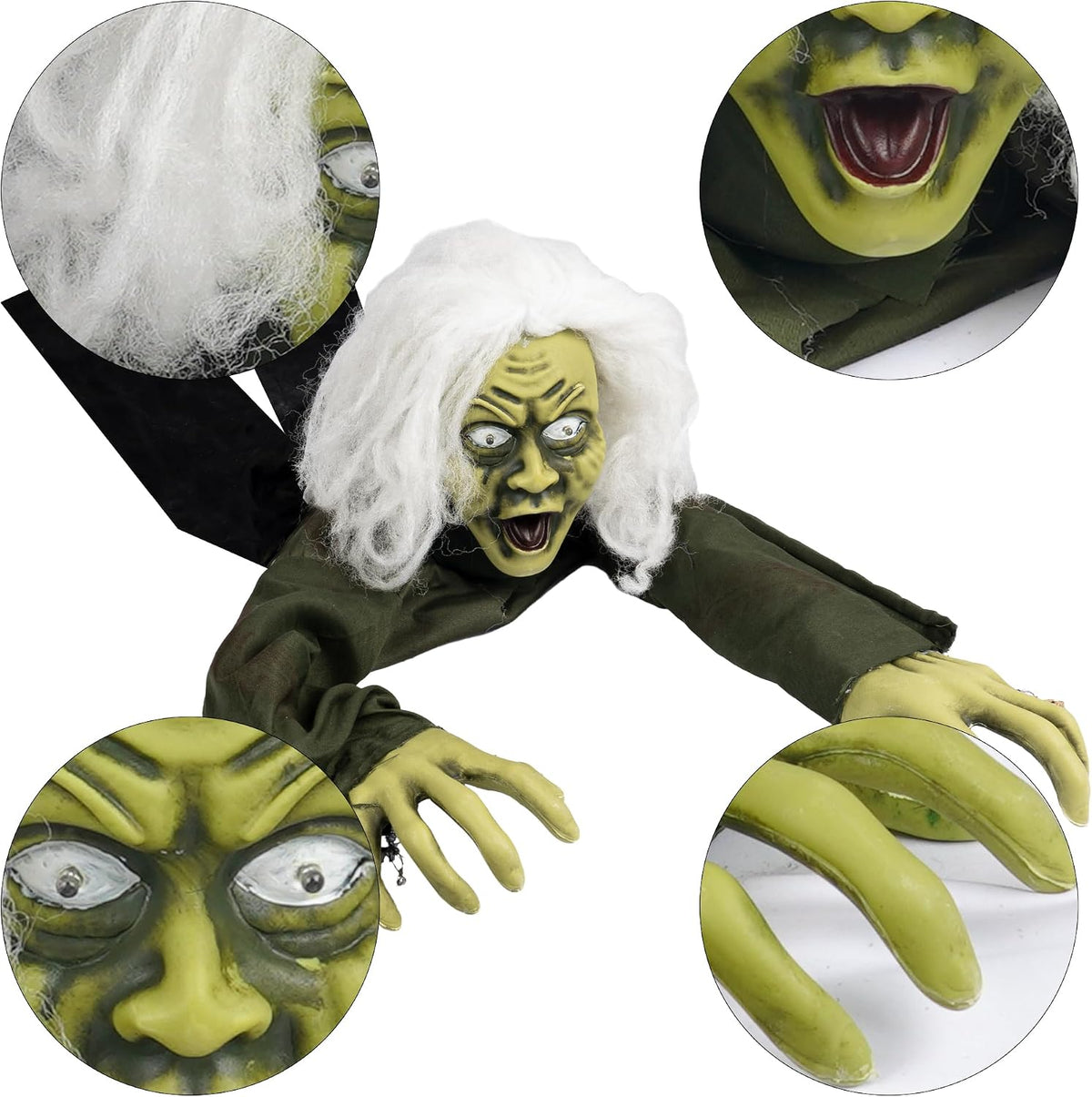 Hourleey Halloween Outdoor Decorations, Animated Zombie Groundbreaker Climbing Prop with Lighted Eyes and Scary Sound, Halloween Decor for Graveyard Haunted House Indoor Lawn Yard