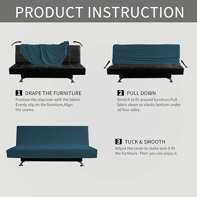 Easy-Going Stretch Futon Slipcover Armless Futon Bed Cover Furniture Protector - Image 4