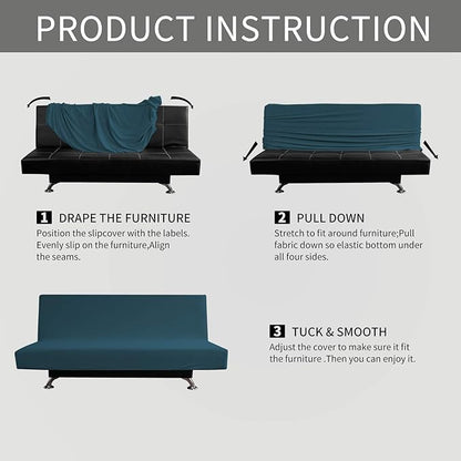 Easy-Going Stretch Futon Slipcover Armless Futon Bed Cover Furniture Protector - Image 4
