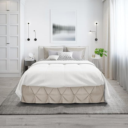 Nestl Linen Bed Skirt Cal King Size, Pinch Pleat Cal King Bed Skirt, Hotel - Image 9