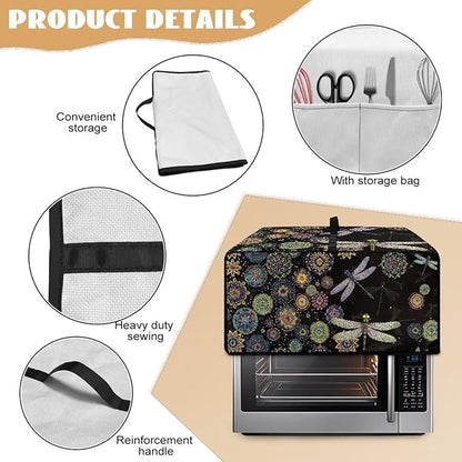 Boho Mandala Dragonfly Print Toaster Oven Cover Dust-Proof Microwave Oven Cloth - Image 6