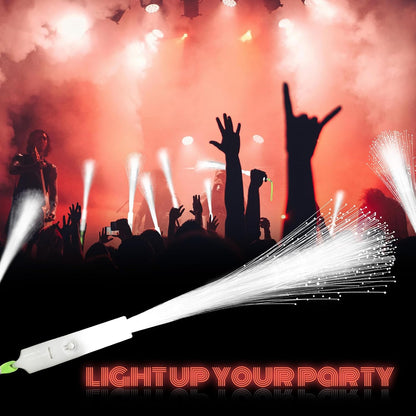SHQDD 100 PCS White Fiber Optic Wands, LED Fiber Wands, Wedding Party Supplies, Glow Fiber Wands Sticks, Flashing LED Wands, Fiber Optic Light Wand Stick for Glow Party, Bar Dj, Halloween and New Year