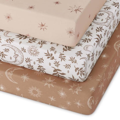 Pack and Play Sheets Fitted 3 Pack, Mini Crib Sheets by Unnivoll