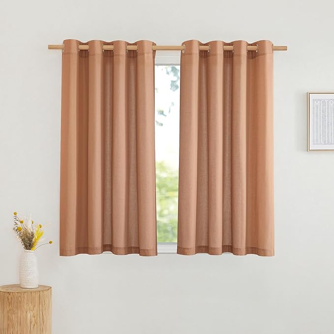 NICETOWN Thick Linen Burnt Orange Curtains by NICETOWN