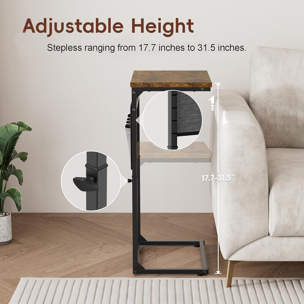 Vagusicc C Shaped End Table, Small Side Table for Couch, Adjustable Height So...