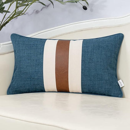 Yangest Patchwork Pillow Cover 12x20 Inch Luxury Cotton and Linen Cushion Cover by Yangest