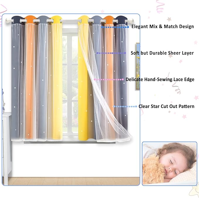 Kinryb Rainbow Blackout Curtains - Image 3