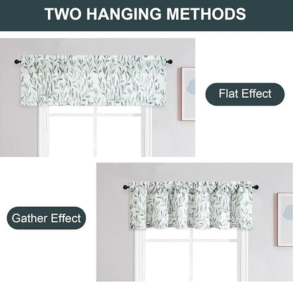 Leeva Faux Linen Leaves Print Valances - Image 7