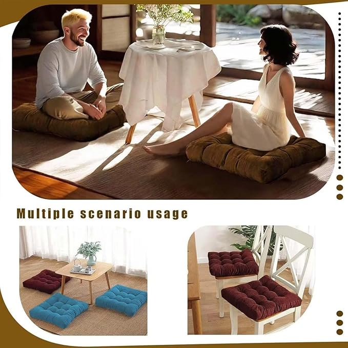 Floor Pillows Set Square Chair Cushion Pad Tufted Seat Cushions - Image 3