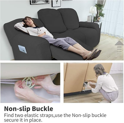 Easy-Going 6 Pieces Recliner Loveseat Stretch Sofa Slipcover Sofa Cover - Image 3