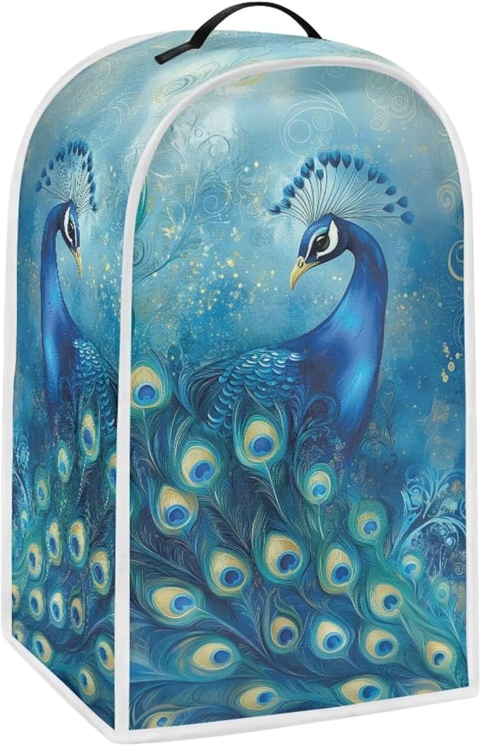 Talayituse Blue Peacock Print Blender Dust Cover, Fingerprint Protection Cover - Image 2