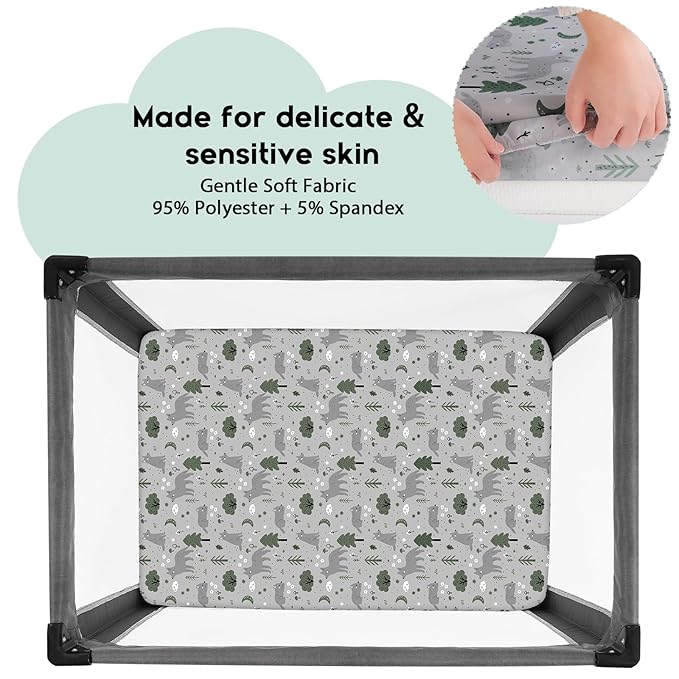 Yoofoss Pack and Play Sheets Fitted, Mini Crib Sheets 2-Pack - Image 2
