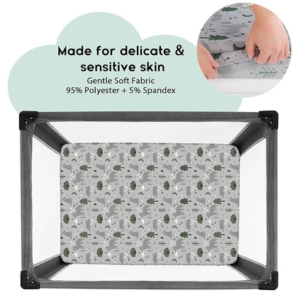 Yoofoss Pack and Play Sheets Fitted, Mini Crib Sheets 2-Pack - Image 2